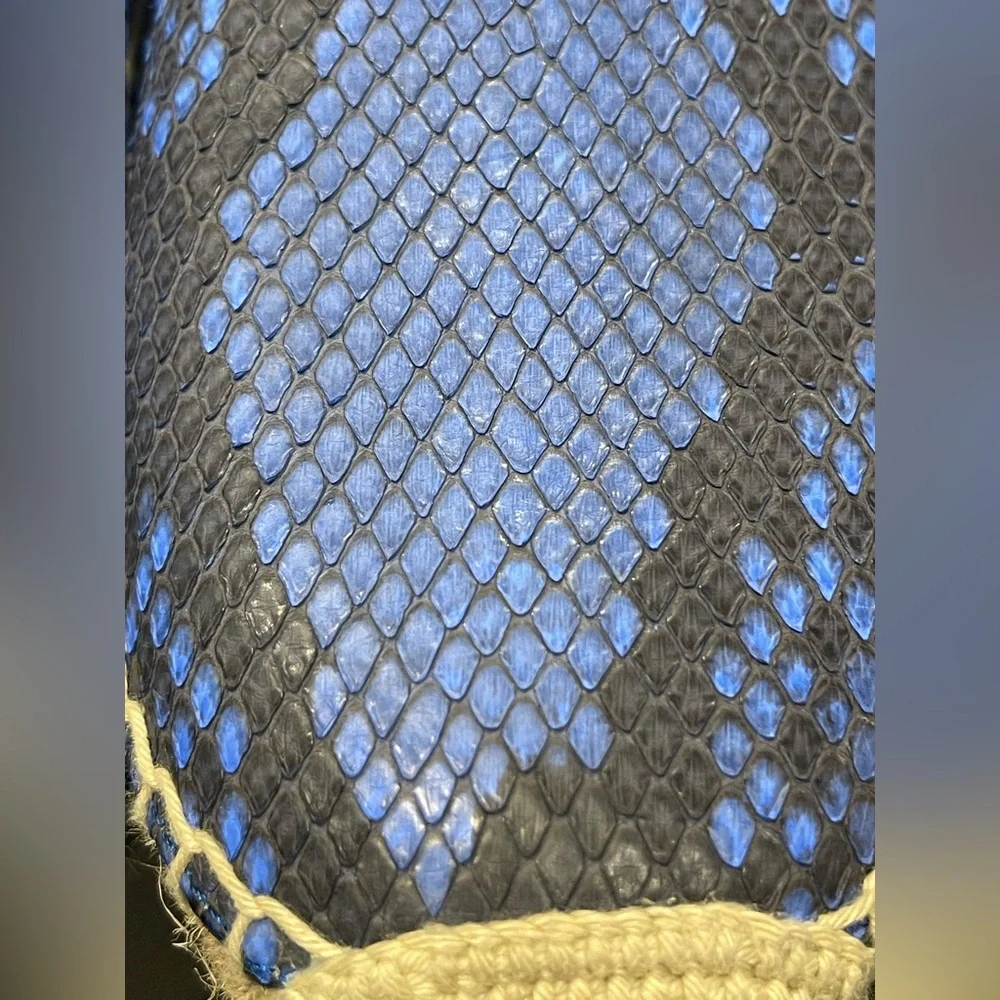 Celine Blue & Black Snake-Print Slip-On Espadrilles - Picture 4 of 9